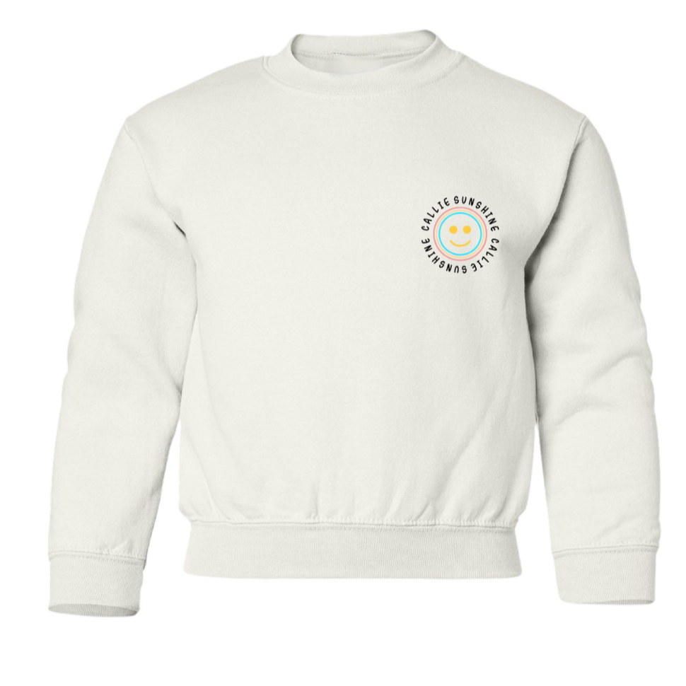 Callie Sunshine Name around Signature Happy Face Crewneck Sweatshirt - Youth