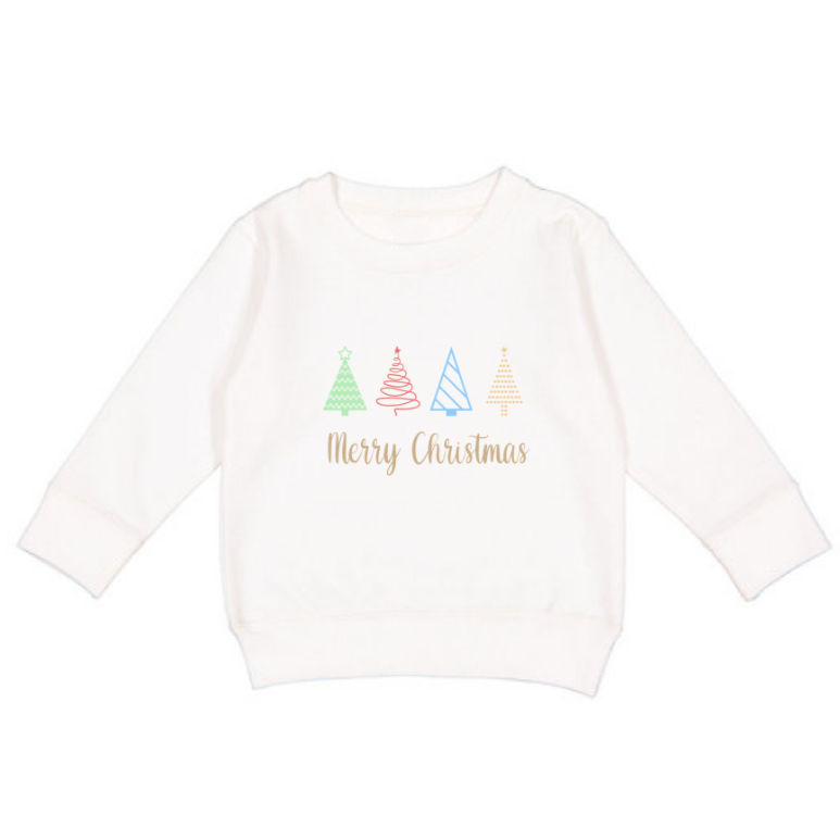 Merry Christmas Trees Long Sleeve T-Shirt - Toddler