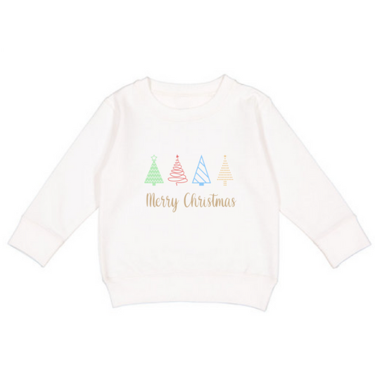 Merry Christmas Trees Long Sleeve T-Shirt - Toddler