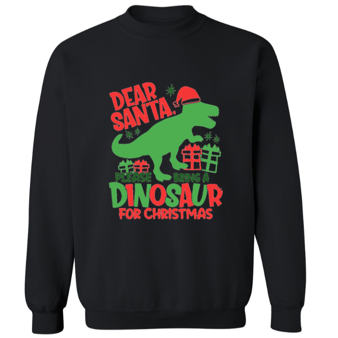 Dinosaur for Christmas Crewneck Sweatshirt - Adult Unisex