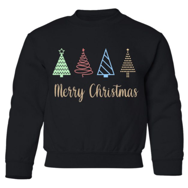 Merry Christmas Trees Crewneck Sweatshirt - Youth