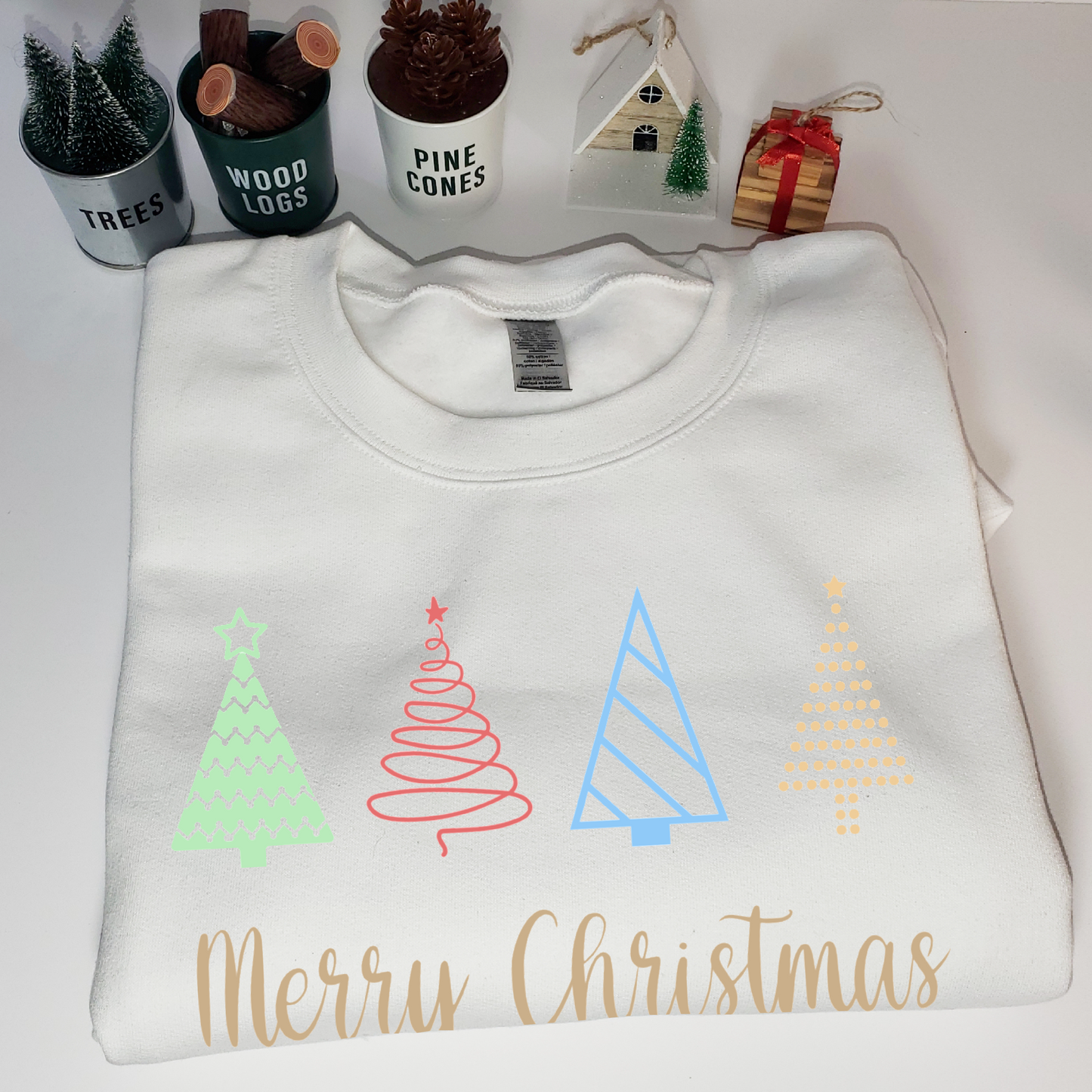 Merry Christmas Trees Crewneck Sweatshirt - Adult Unisex